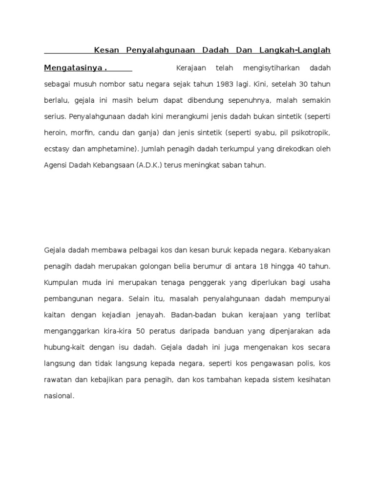 Kesan Penyalahgunaan Dadah Dan Langkah  PDF