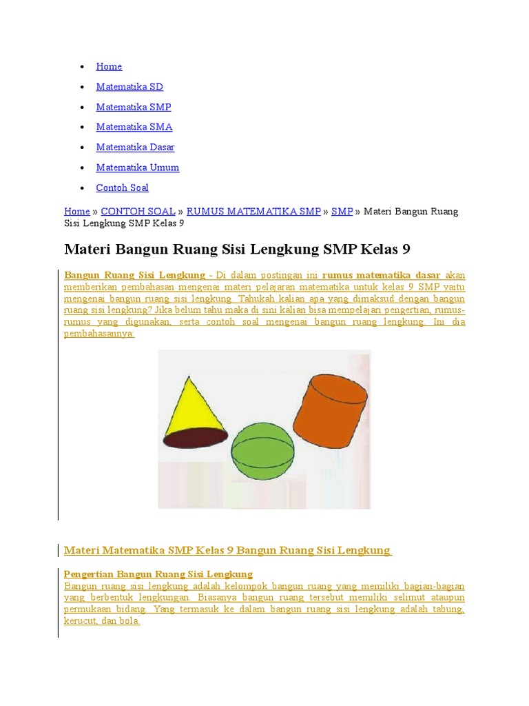 Contoh Soal Bangun Ruang Dan Pembahasannya Berbagai Ruang
