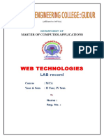 Web Technologies: LAB Record