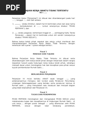 Contoh Perjanjian Kerja Karyawan