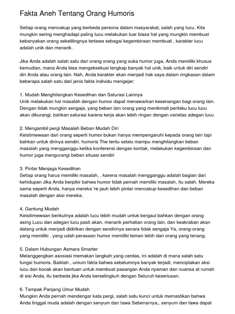 Fakta Aneh Tentang Orang Humoris