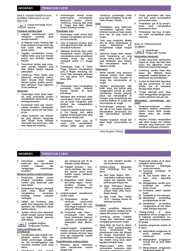 Nota Geografi Tingkatan 3