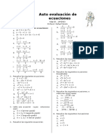 Auto Evaluación de Ecuaciones Mat B 4º ESO