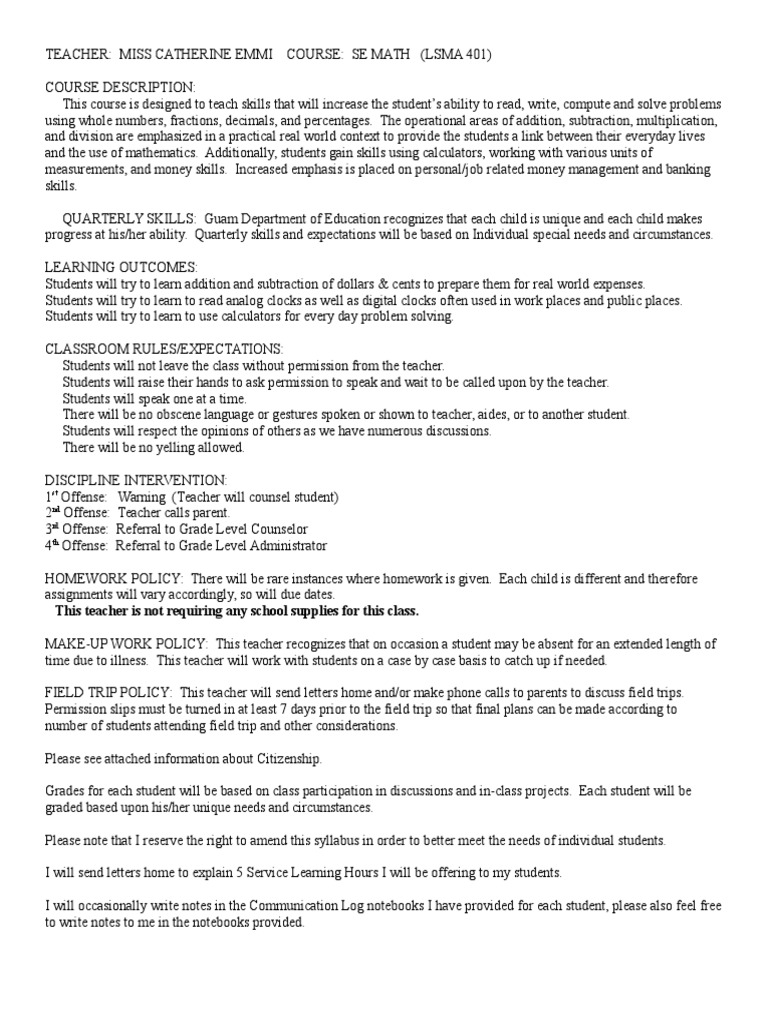 math syllabus 12th grade | Homework | Teachers