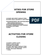 Activities for Store Opening