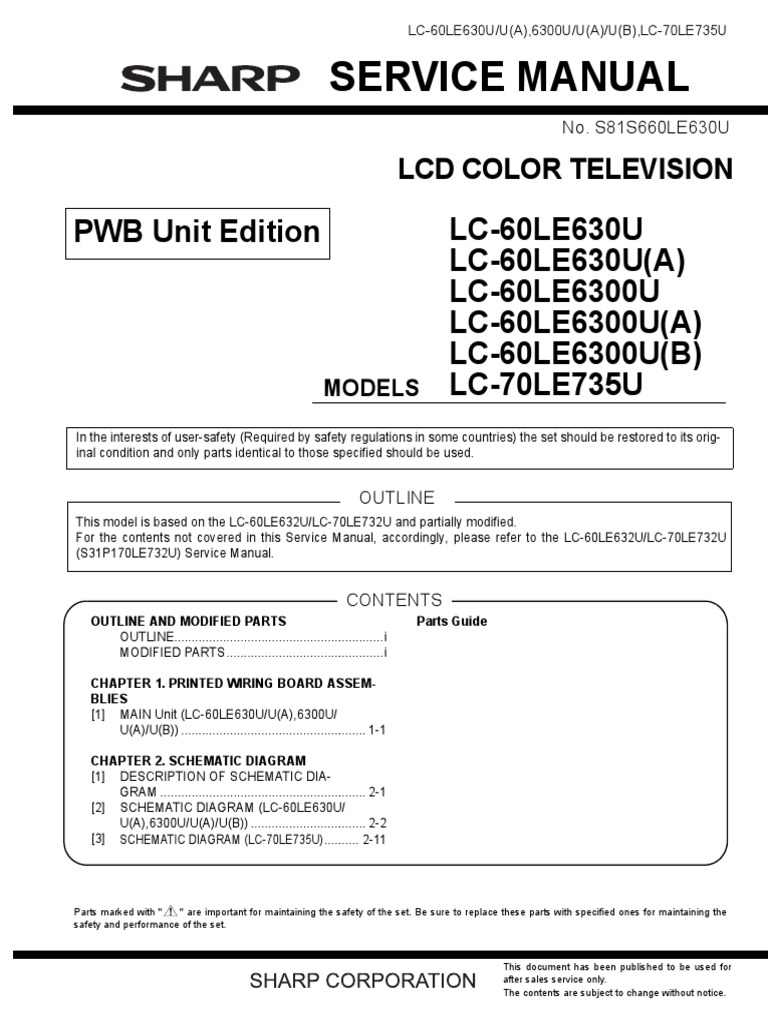 Sharp Lc-60 Le 630 U-A_lc-60 Le 6300 U-A-b_lc-70 Le 735 U_pwb_unit
