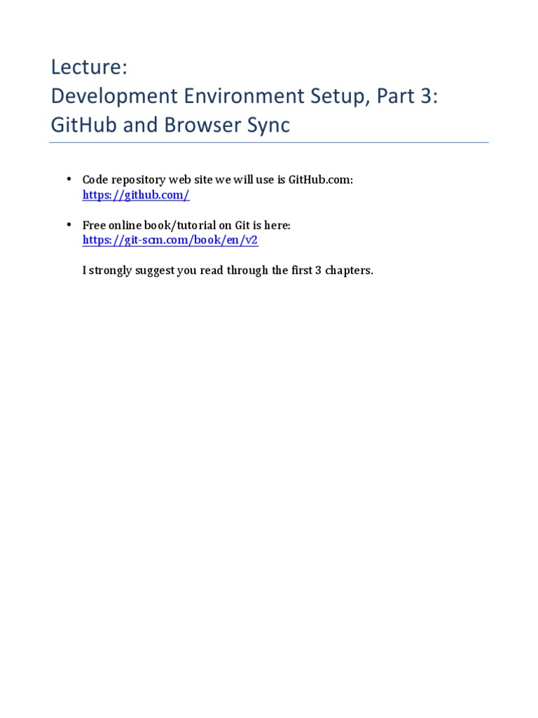 Development Environment Setup, Part 3: Github and Browser Sync | PDF ...