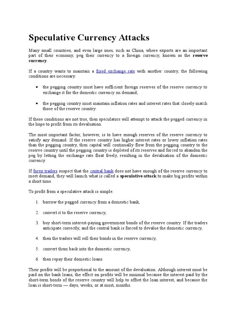 Speculative Currency Attacks PDF Fixed Exchange Rate System