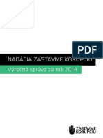 Výročná Správa Nadácie Zastavme Korupciu Za Rok 2014