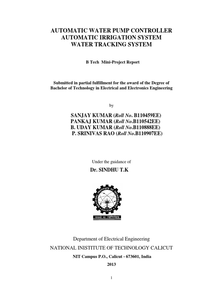 Automatic Water Pump Control System | PDF | Relay | Inductor