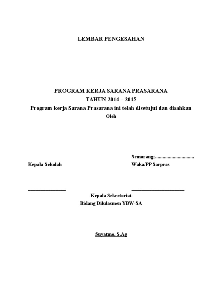 Contoh Program Sarpras | PDF