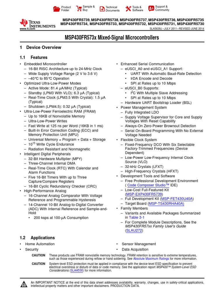 MSP 430 FR 5739 | PDF | Microcontroller | Analog To Digital Converter