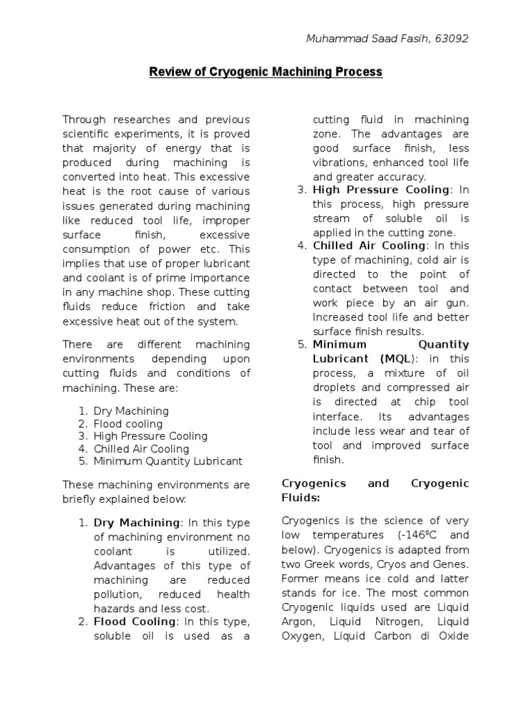 Advancements in Cryogenic Machining | PDF | Machining | Cryogenics