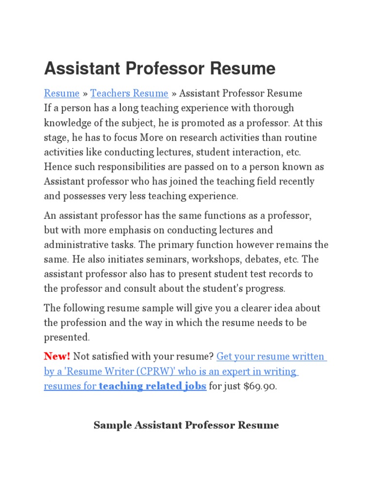 personal statement for assistant professor