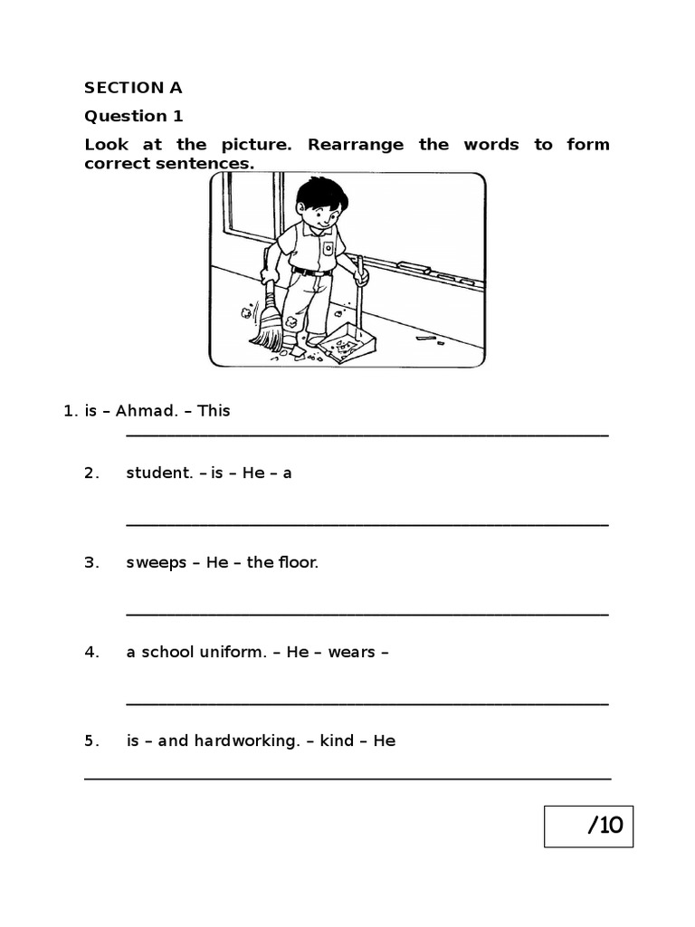 Sentence Rearrangement Worksheet | PDF