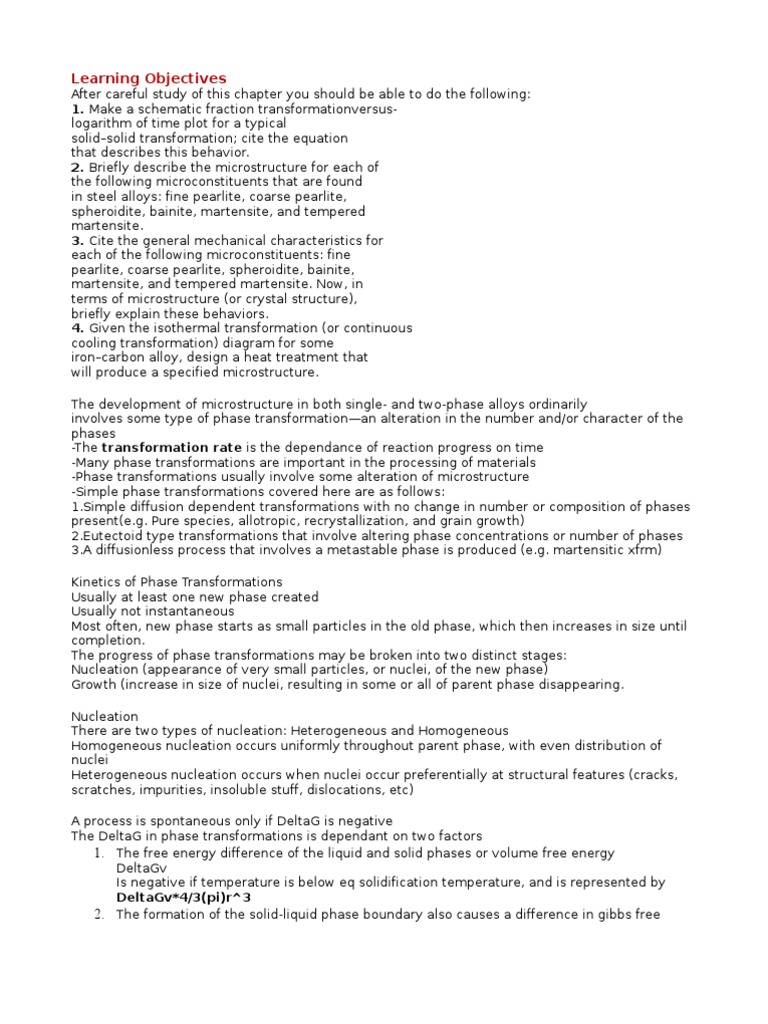 Stages of Phase Transformation | PDF | Materials Science | Physical ...
