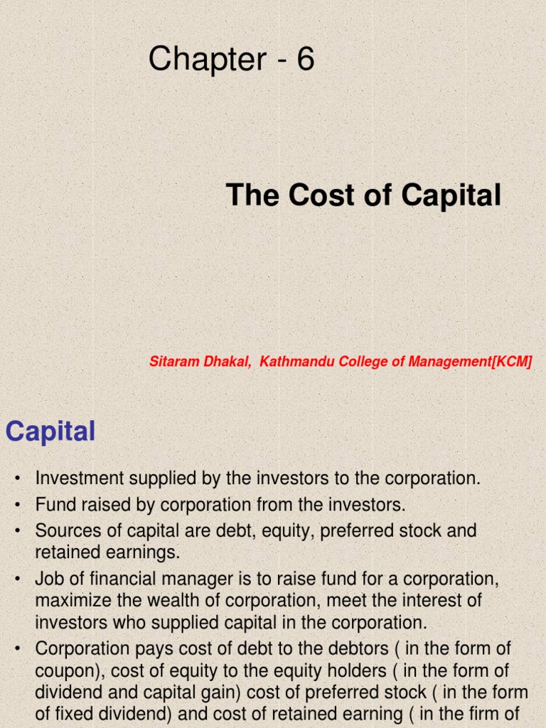 research paper on cost of capital pdf