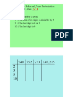 11 Divisibility Rules and Prime Factorization Notes