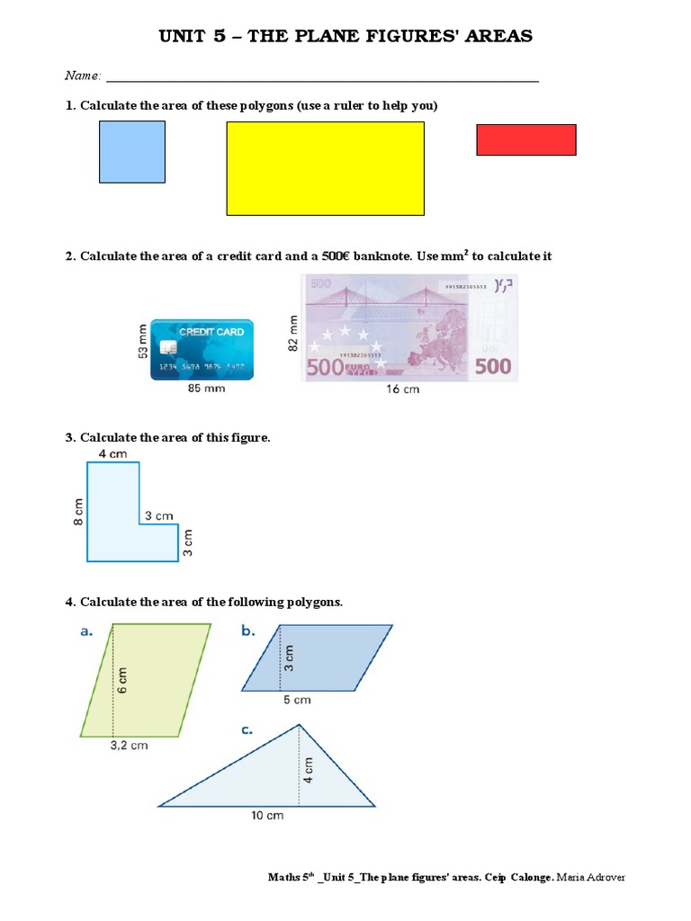 Plane Figures Area Calculations Guide | PDF