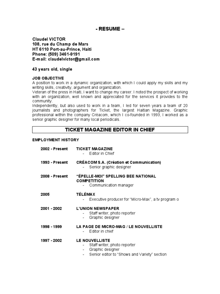 Haitian Press Veteran's Resume | PDF | Haiti | Public Opinion