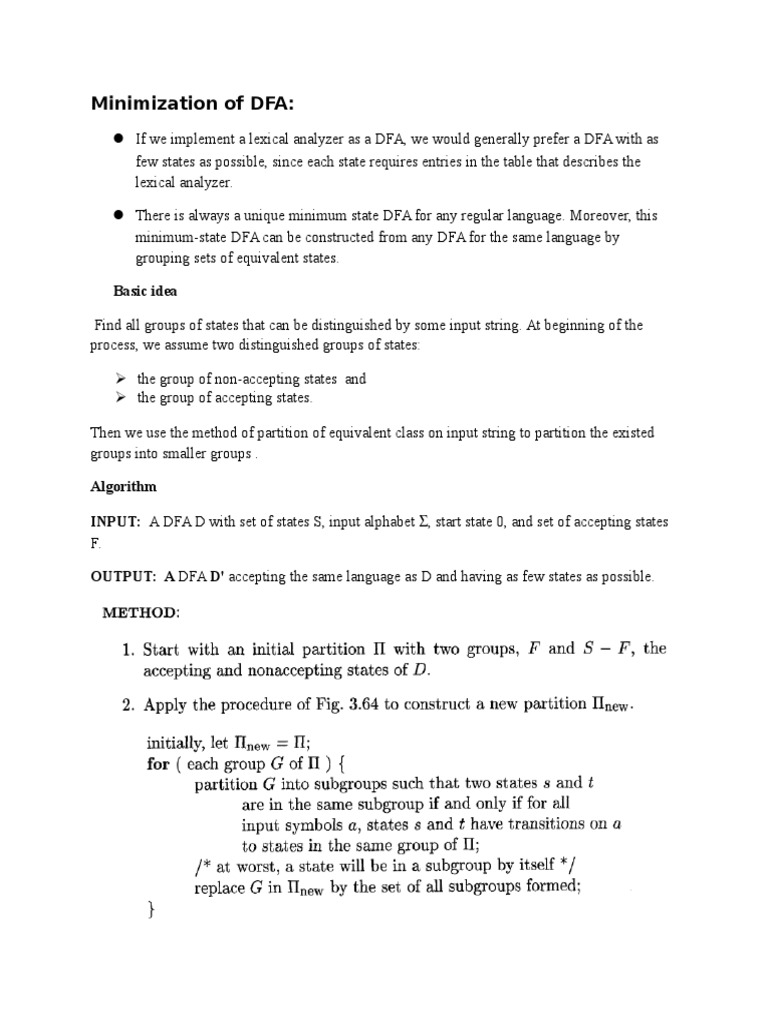 Minimization of DFA | PDF