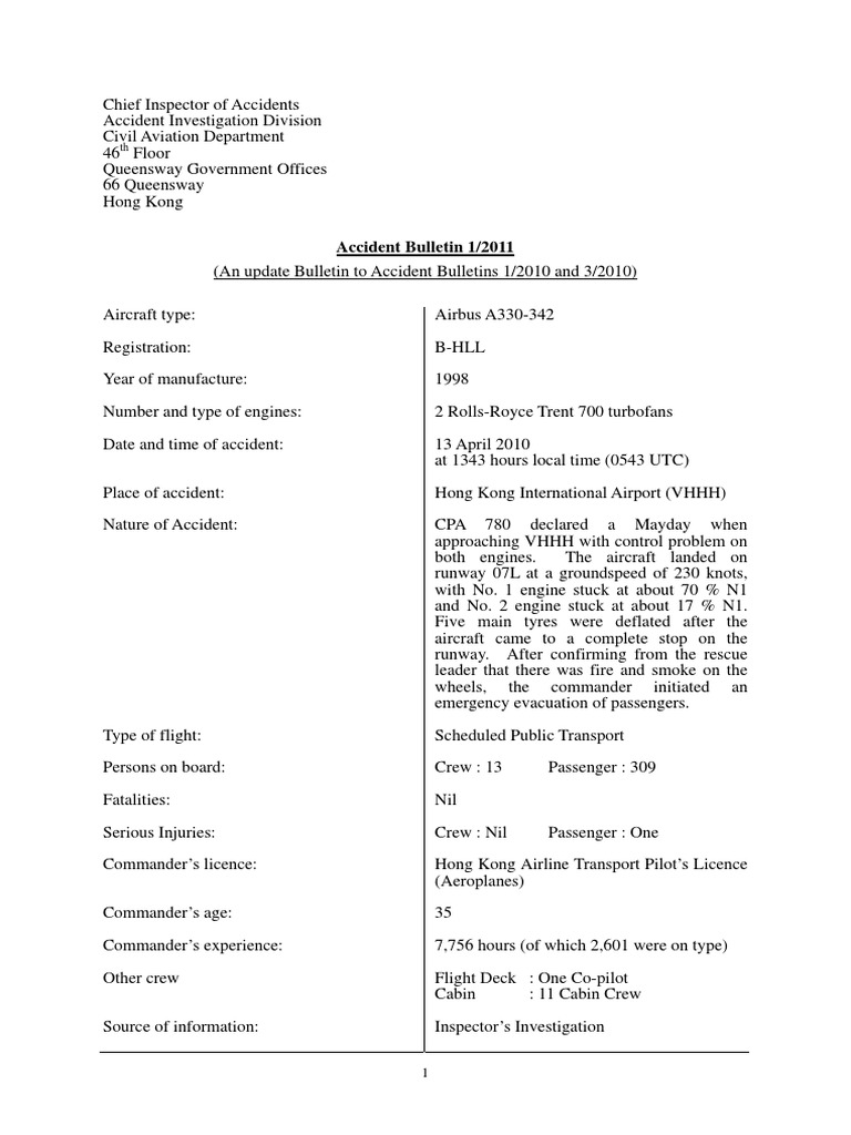 A330-342 Engine Control Failure Report | PDF | Aviation | Transport