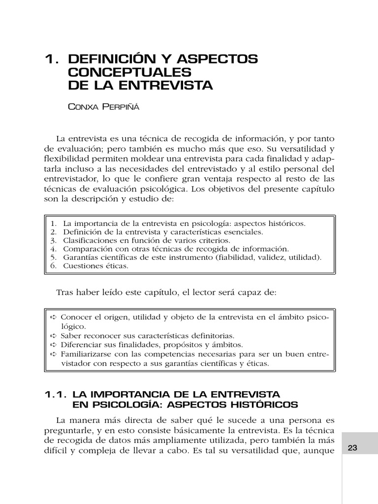 Manual de La Entrevista Psicológica Perpiñá Sicología y