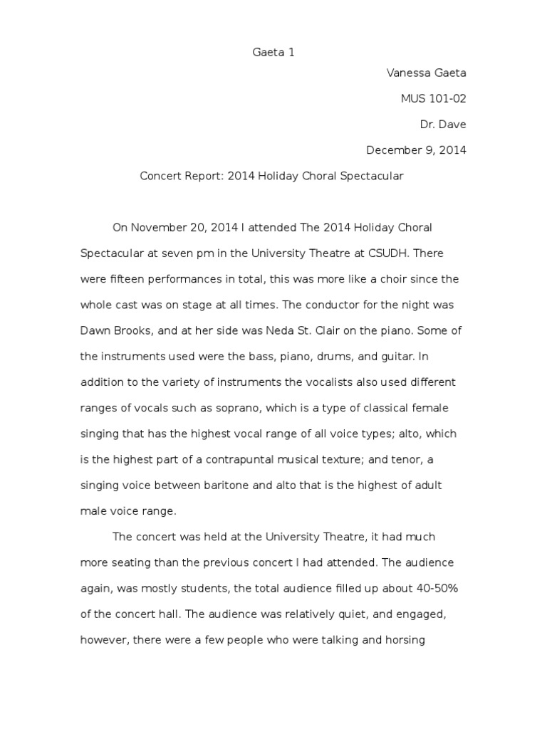 concert report 2 Singing Choir