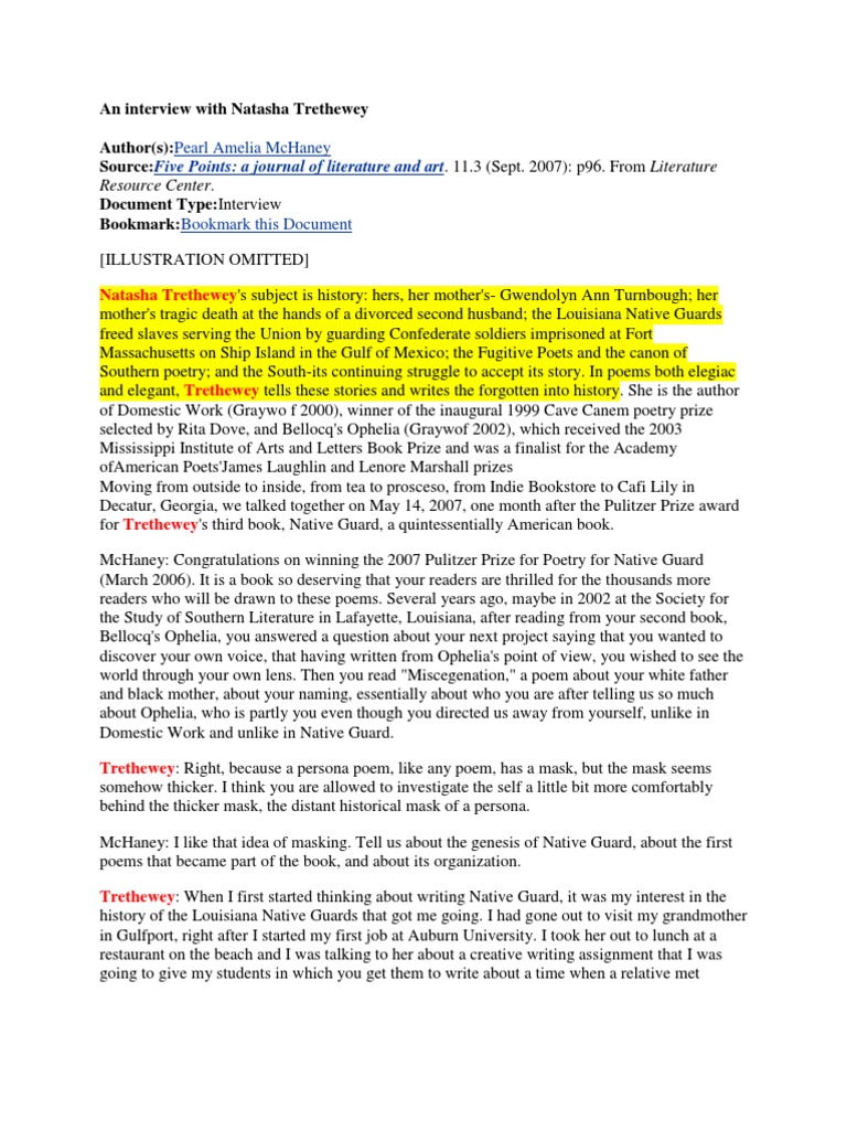 An Interview With Natasha Trethewey Pearl Amelia McHaney PDF