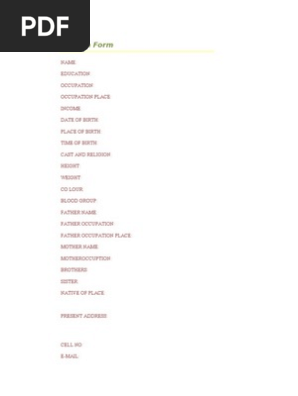 Biodata for Marriage