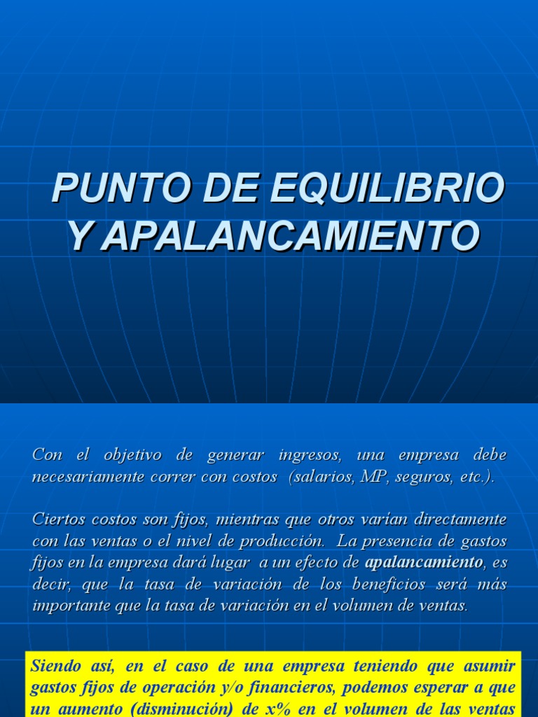 Tema 6 - Punto de Equilibrio y Apalancamiento | PDF | Apalancamiento ...