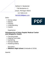 Nathan D. Neubecker 738 Pemberton LN Jackson, Michigan 49203 517-929-3133