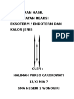 Laporan Hasil Pengamatan Reaksi Eksoterm Kimia Imah