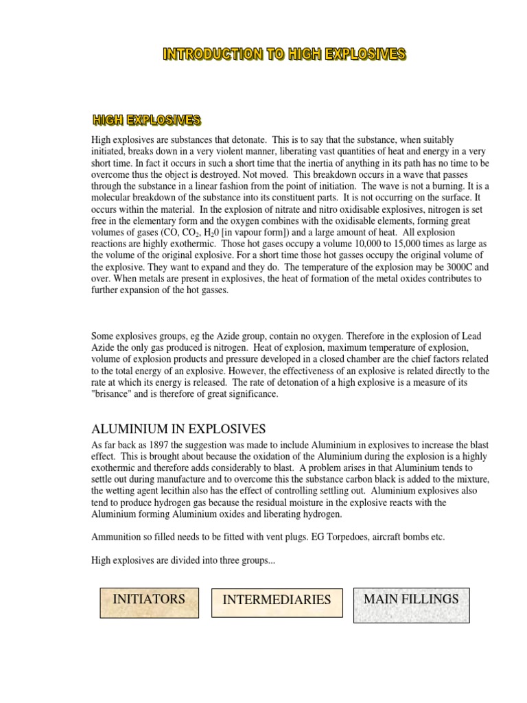 Understanding High Explosives and Their Components | PDF | Explosive ...