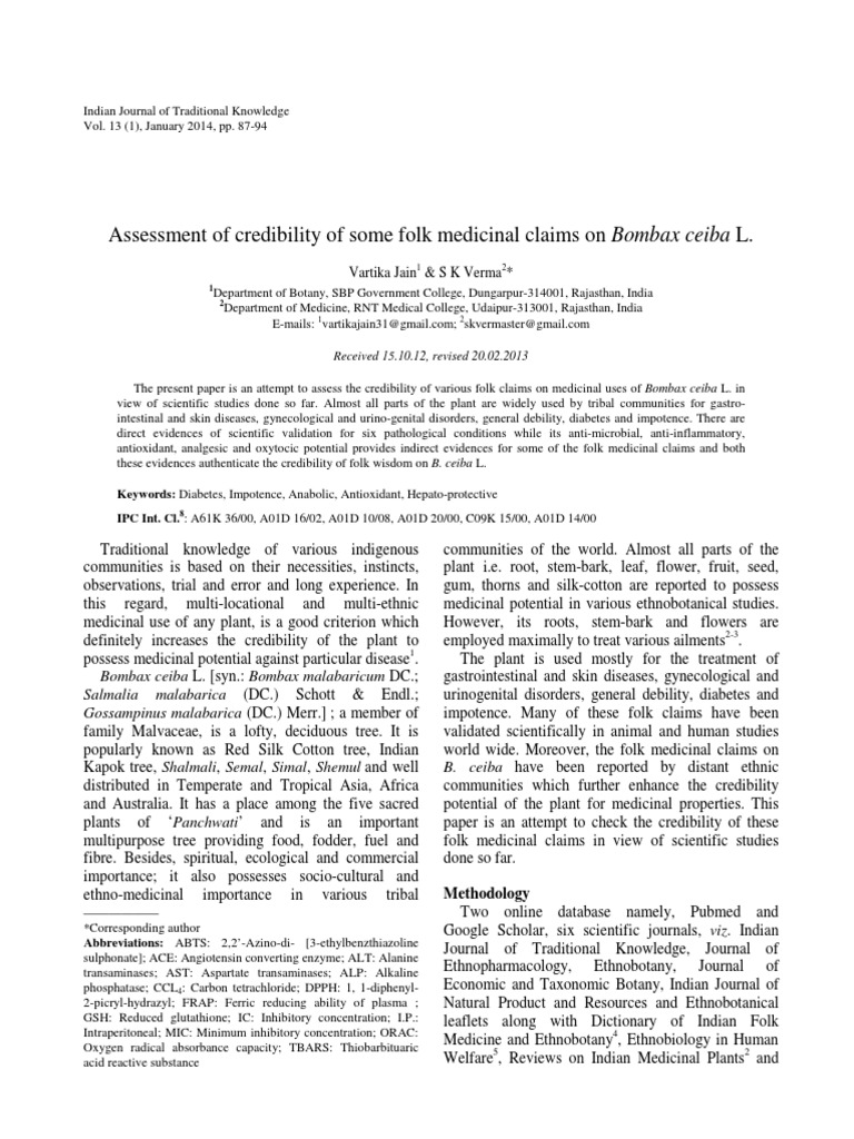 Medicinal Benefits of Shimul Root | PDF | Analgesic | Antibiotics