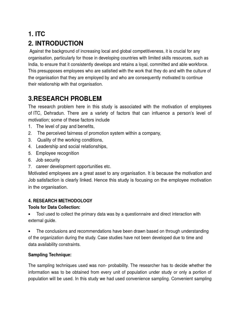 Itc | PDF | Survey Methodology | Questionnaire