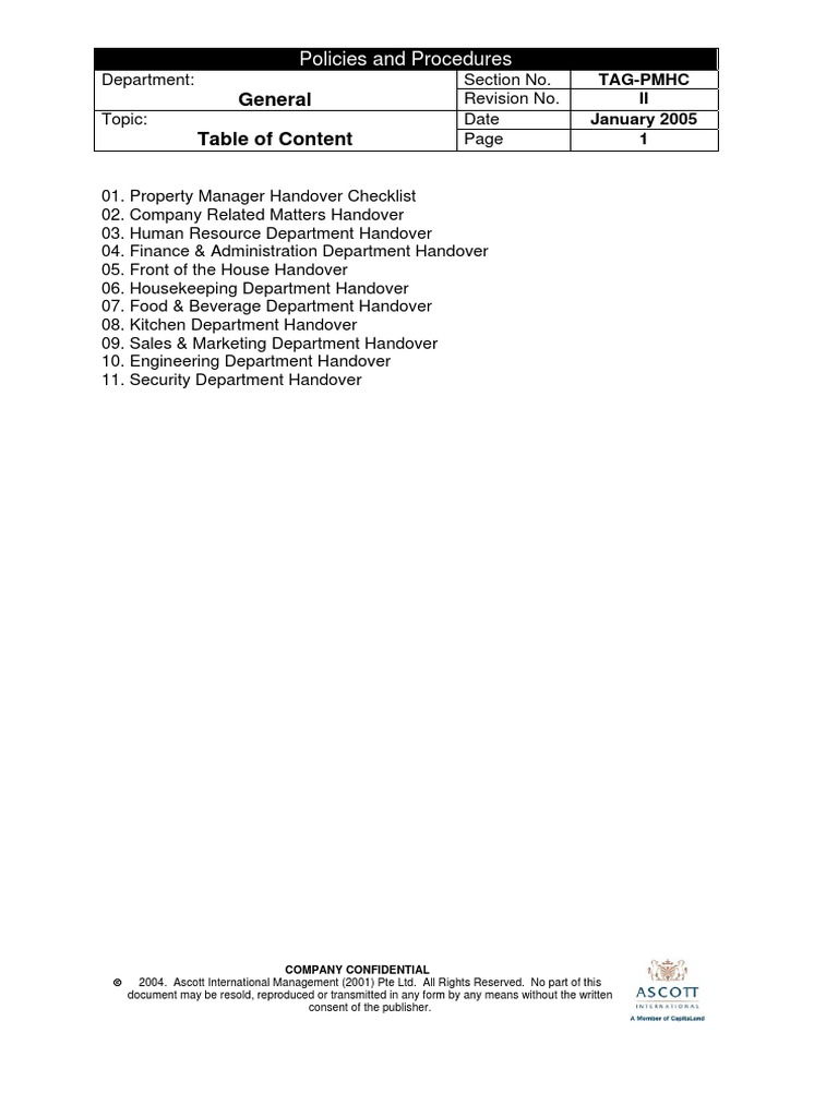 GM Handover Checklist PDF Employment Inventory