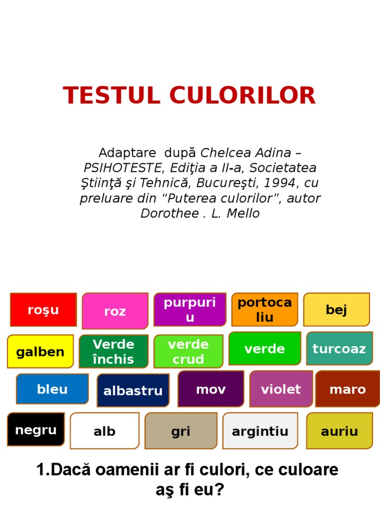 Testul Culorilor | PDF