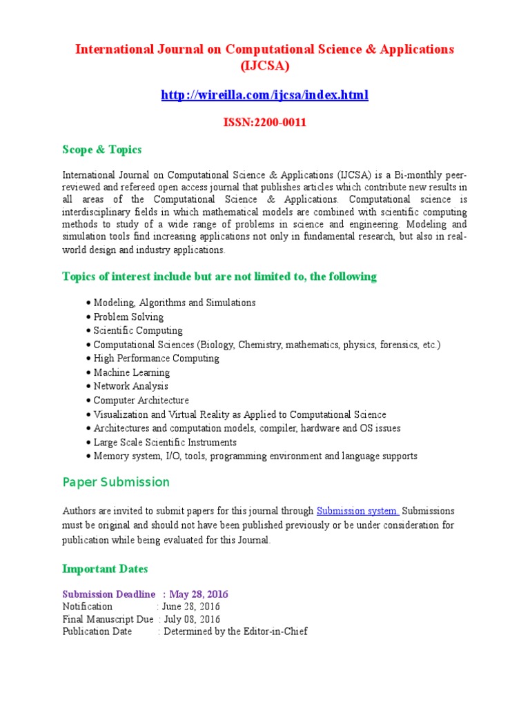 International Journal On Computational Science & Applications (IJCSA) | PDF
