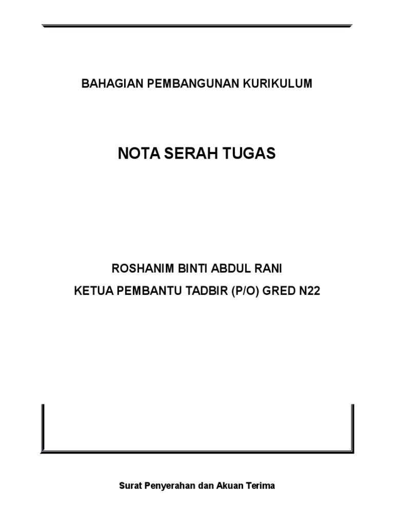 Nota Serah Tugas | PDF