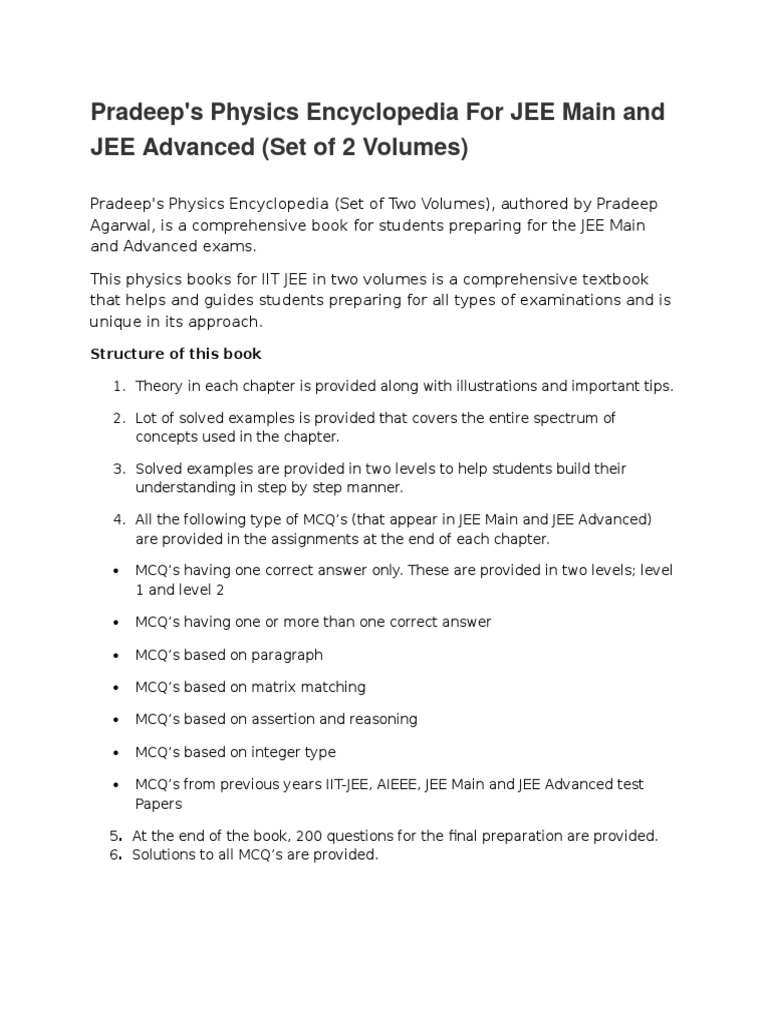 Physics Books For IIT JEE by Pradeep Agarwal | PDF | Physics | Mechanics