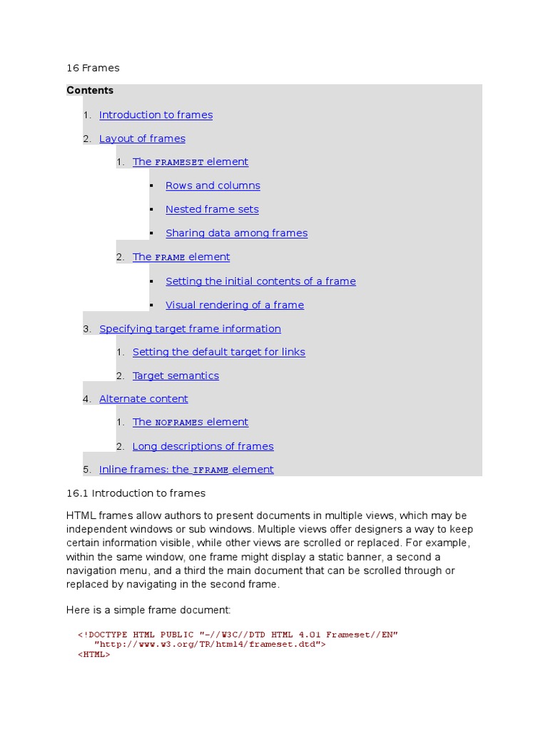 HTML Frames Example | PDF | Html Element | Html