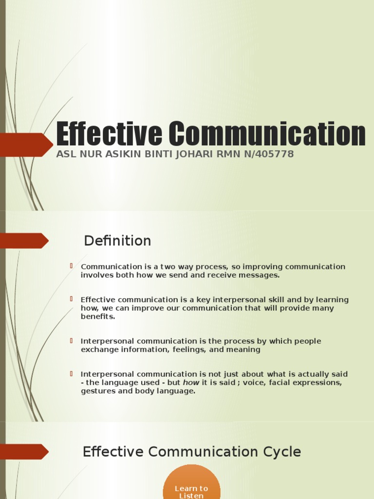 Enhancing Effective Communication Skills | PDF