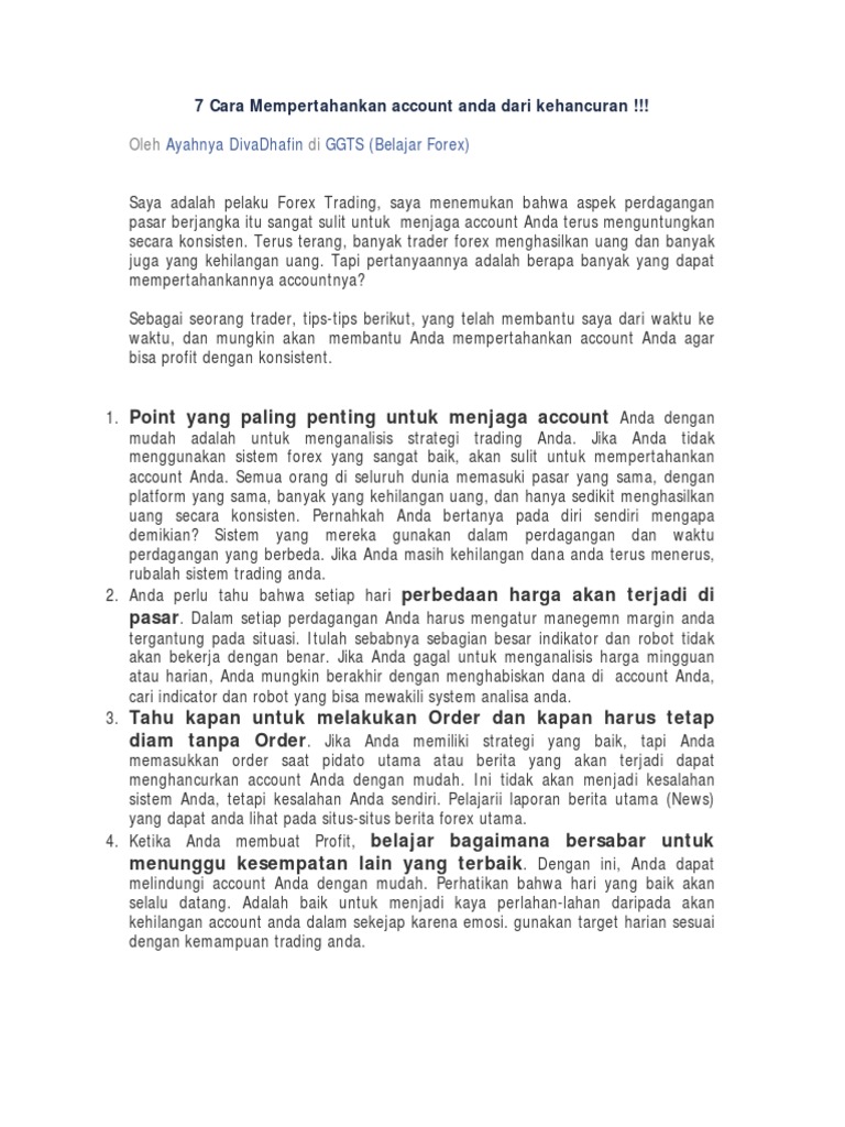 7 Cara Mempertahankan Account Anda Dari Kehancuran Pdf - 