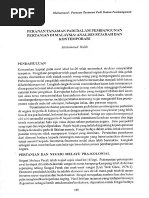 189 213 Mohammed Halib Peranan Tanaman Padi Dalam Pembangunan Pertanian Jati 9 Pdf Pdf