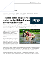 Tractor Sales Registers Sharp Spike in April Thanks To A Good Monsoon Forecast - ET Auto