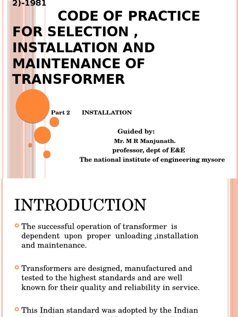 Transformer Installation Guidelines | PDF
