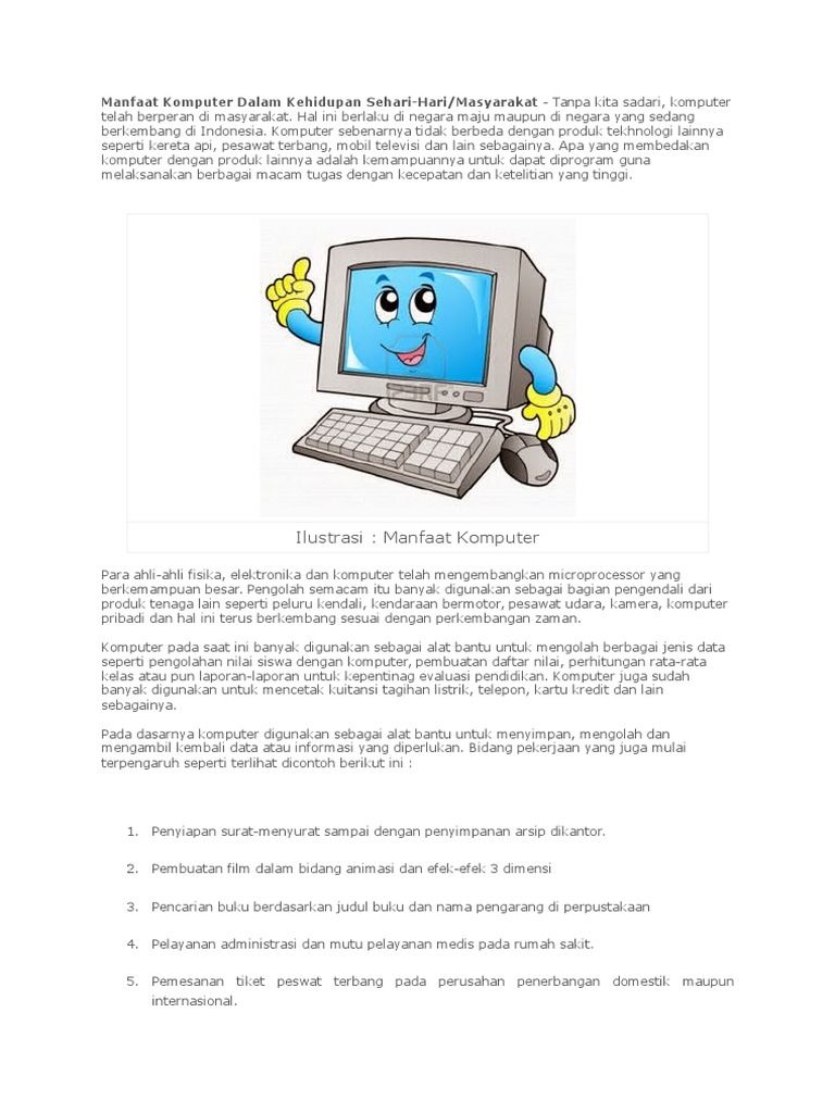 Manfaat Komputer Dalam Kehidupan Sehari Manfaat Komputer Dalam Kehidupan Sehari