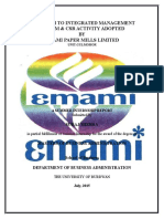 Approach To Integrated Management System & CSR Activity Adopted BY Emami Paper Mills Limited