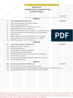 Intermediate Zoology Question Paper from Manabadi with Sections on Taxonomy, Anatomy and Ecology